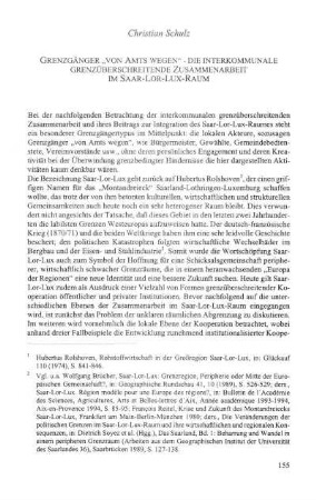 Grenzgänger "von Amts wegen" - die interkommunale grenzüberschreitende Zusammenarbeit im Saar-Lor-Lux-Raum