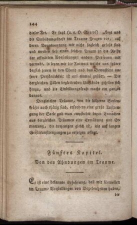 Fünftes Kapitel. Von den Ahndungen im Traume.