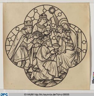 Scheibenriss "Anbetung der Heiligen Drei Könige"