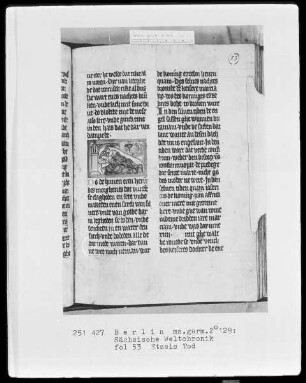 Sächsische Weltchronik (bis zum Jahre 1229) — Attilas Tod, Folio 53recto