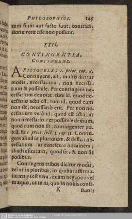 XXII. Contingentia. Contingens