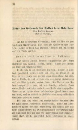 Ueber den Gebrauch des Kalkes bei Ackerbaue.