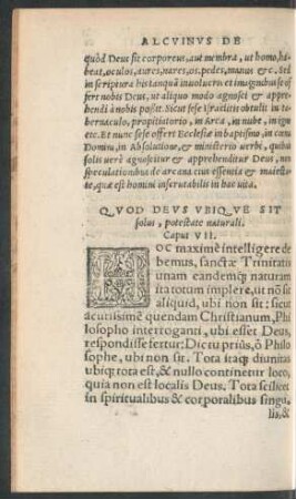 Quod Deus Ubique Sit solus, potestate naturali. Caput VII.