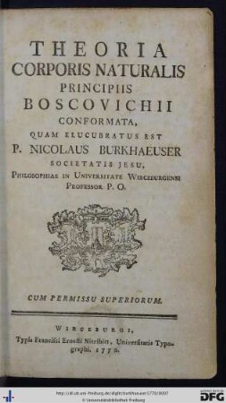Theoria Corporis Naturalis : Principiis Boscovichii Conformata