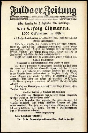 Ausgabe vom Samstag, den 02. September 1916.
