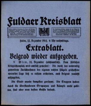 Dritte Ausgabe vom Dienstag, den 15. Dezember 1914.