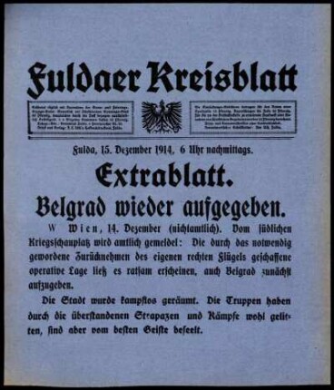 Dritte Ausgabe vom Dienstag, den 15. Dezember 1914.
