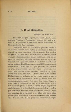 Dr. Johannes Bugenhagens Briefwechsel