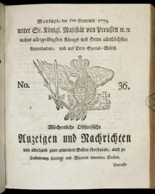 No. 36. Montags, den 6ten Septemb. 1779.