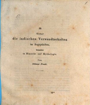 Ueber die indischen Verwandtschaften im Aegyptischen : besonders in Hinsicht auf Mythologie