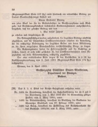 38. Das 2., 3., 4. Stück des Reichs-Gesetzblatts enthalten unter ...