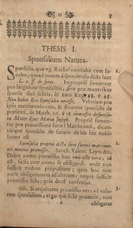 Thesis I. Sponsalium Natura.