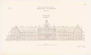 Psychiatrische- und Nervenklinik der Charité, Berlin: Lehrgebäude: SO-Ansicht 1:100