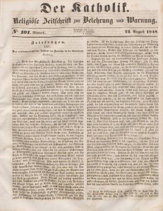 405-408 Zeitfragen : LXV. Das neukirchenrechtliche Institut der Beiräthe in der Erzdiöcese Freiburg