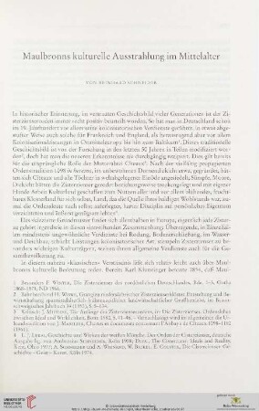 Maulbronns kulturelle Ausstrahlung im Mittelalter