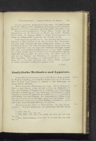 Analytische Methoden und Apparate.
