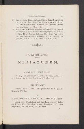 IV. Abtheilung. Miniaturen
