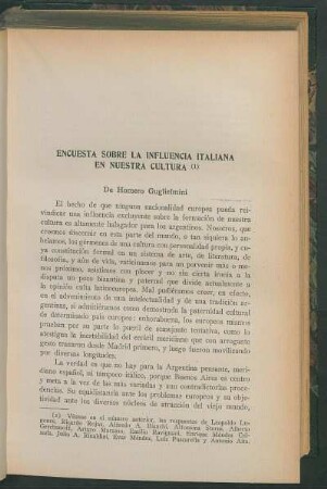 Encuesta sobre la influencia italiana en nuestra cultura