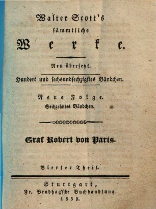Graf Robert von Paris : Aus dem Engl., 4