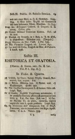 Sectio III. Rhetorica Et Oratoria.