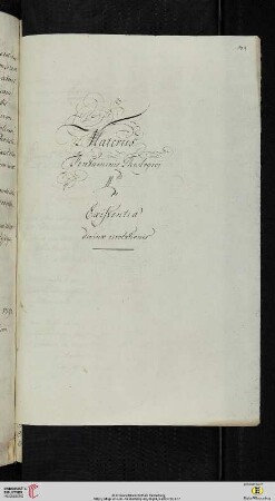 Material- und Thesensammlung: Materies Tentaminis Theologicj IIdi de Existentia divinæ revelationis