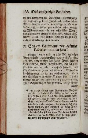 21. Soll ein Landmann von gesunder Leibesconstitution seyn?