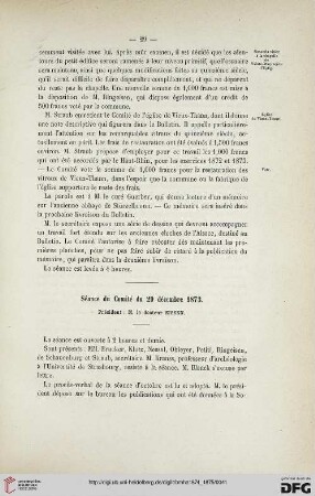 Séance du Comité du 29 décembre 1873