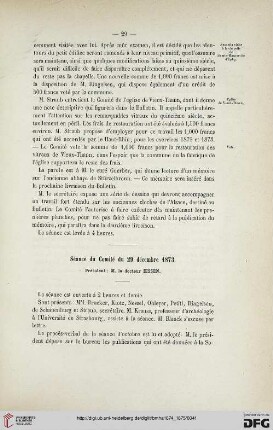 Séance du Comité du 29 décembre 1873