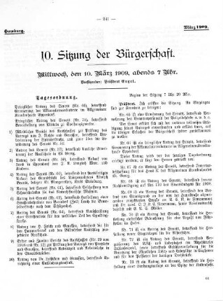 10. Sitzung der Bürgerschaft.