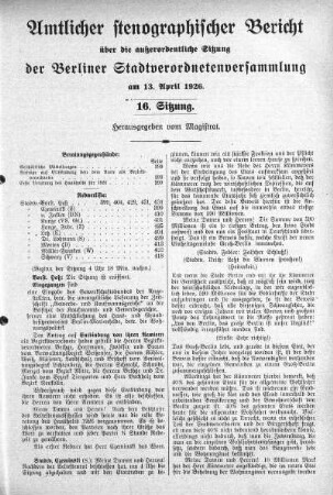 Sitzung 16, 13. April 1926
