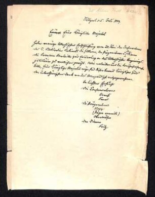 Zwei Schreiben an den König von Württemberg