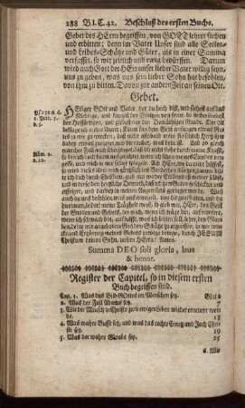 Register der Capitel, so in diesem ersten Buch begriffen sind.