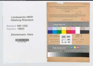 Entnazifizierung Hans Zimmermann, geb. 23.01.1908 (Verw.Angest.)
