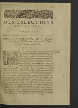 Des eslections particulieres. Titre XXIV.