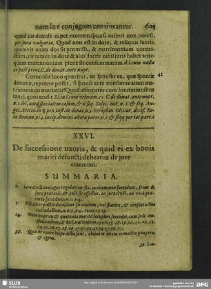 XXVI. De successione uxoris, & quid ei ex bonis mariti defuncti debeatur de jure communi