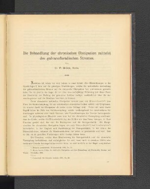 Die Behandlung der chronischen Obstipation mittelst des galvanofaradischen Stromes.