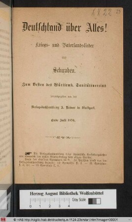 Deutschland über Alles! : Kriegs- und Vaterlandslieder aus Schwaben