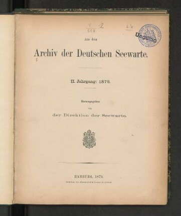 2.1879: Jahresbericht über die Tätigkeit der Deutschen Seewarte