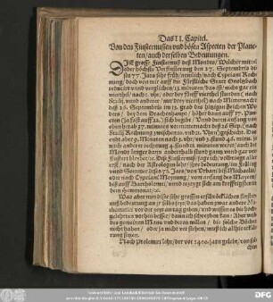 Das II. Capitel. Von den Finsternussen vnd böse Aspecten der Planeten/ auch derselben Bedeutungen.