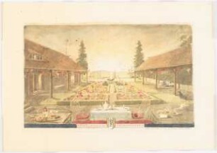 Landhaus, Nyon (Haus Baer): Perspektivische Ansicht (Rosengarten)