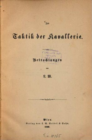 Zur Taktik der Kavallerie