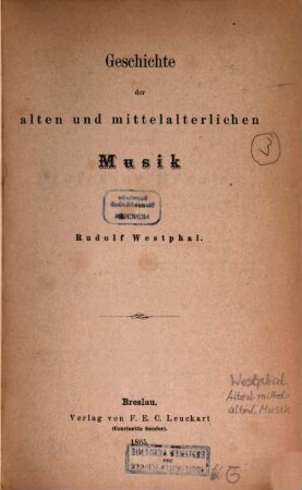 Geschichte der alten und mittelalterlichen Musik