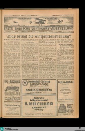 Karlsruher Tagblatt, Erste Badische Luftfahrt-Ausstellung