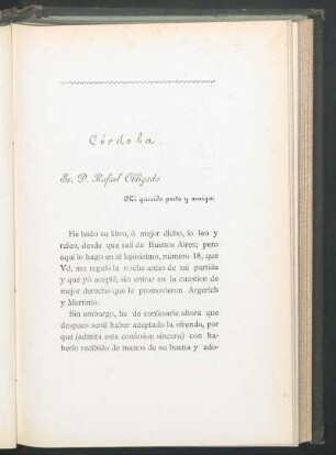 Córdoba : Sr. D. Rafael Obligado, mi querido poeta y amigo