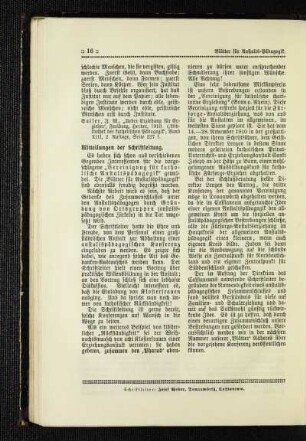 Mitteilungen der Schriftleitung