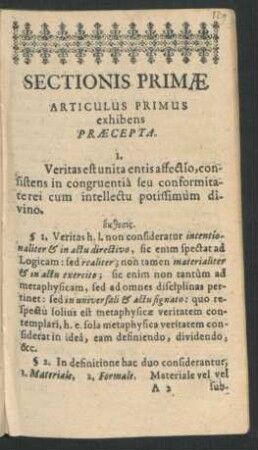 Sectionis Primae