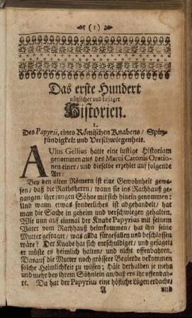 Das erste Hundert nützlicher und lustiger Historien.