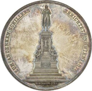 Medaille auf die Errichtung des Schillerdenkmals in Wien 1876