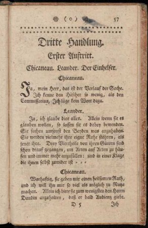 Erster Auftritt. Chicaneau. Leander. Der Einhelfer.