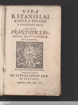 Vita B. Stanislai Kostkae Poloni E Societate Iesv